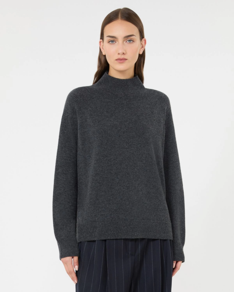 Carded wool and cashmere yarn sweater - Dark grey