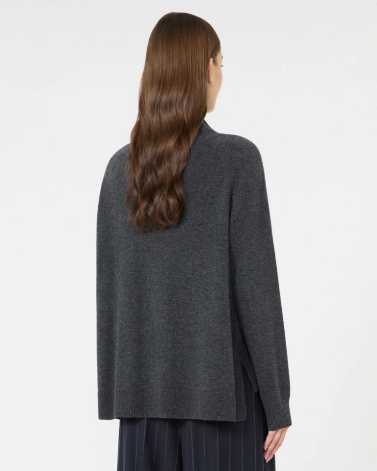 Carded wool and cashmere yarn sweater - Dark grey