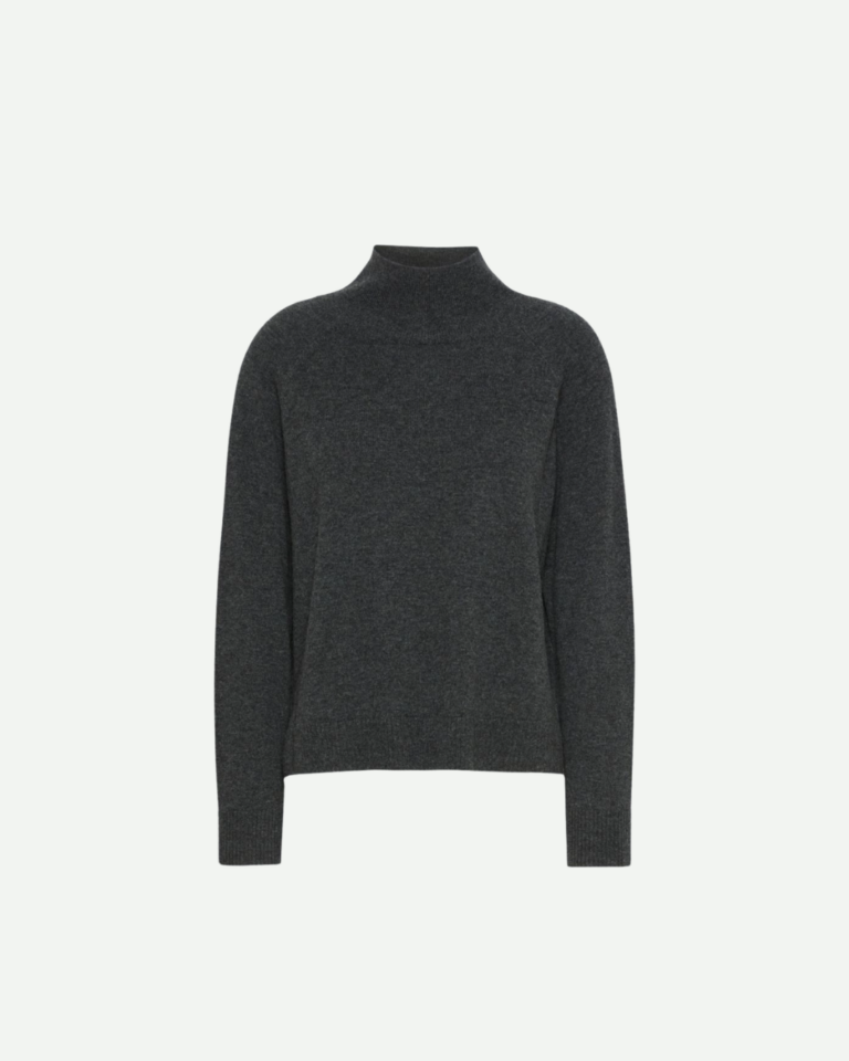 Carded wool and cashmere yarn sweater - Dark grey (4)