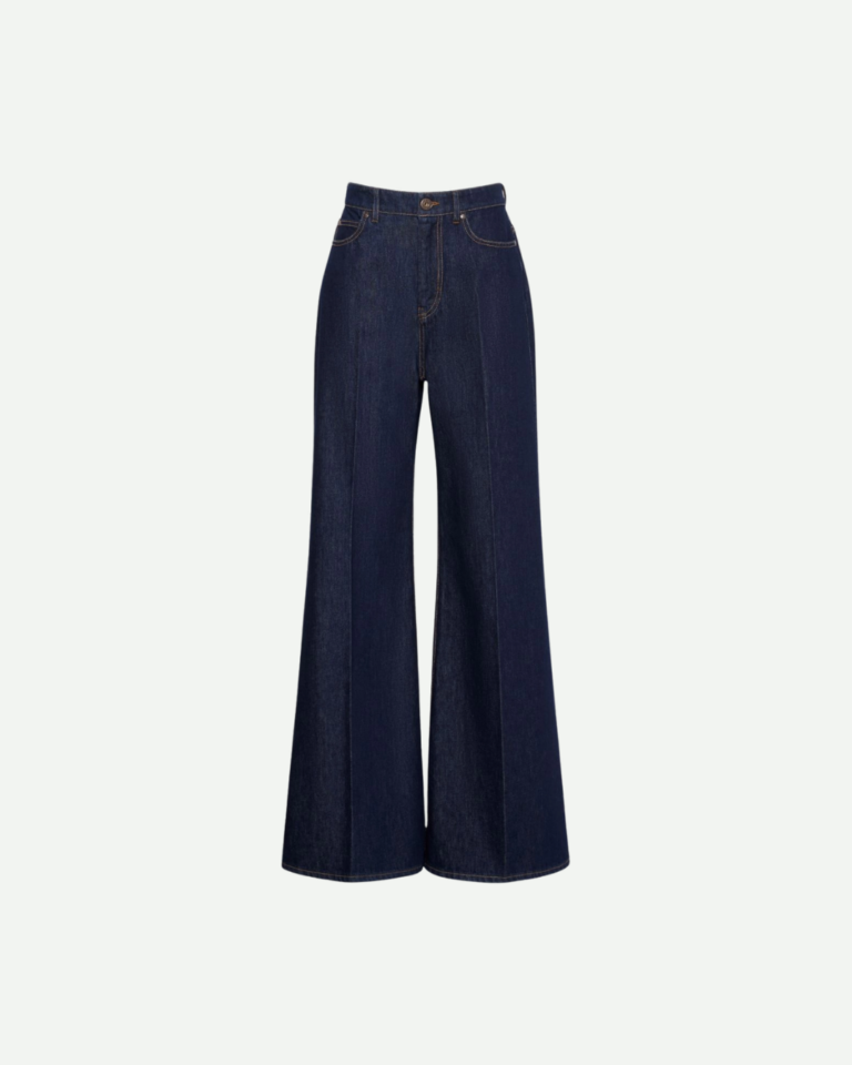 Cotton denim palazzo jeans - Navy (4)