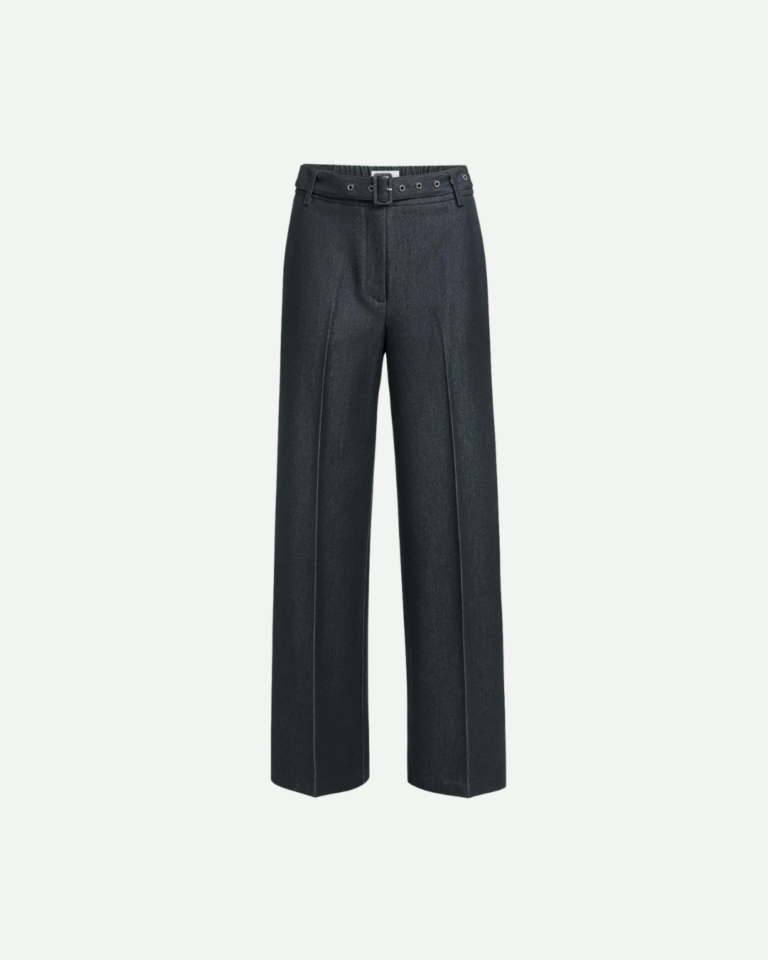 Geweven broek met ceintuur en subtiele glans (4)