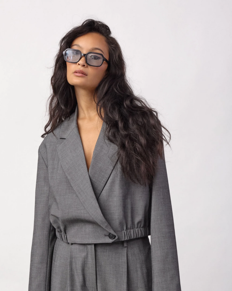 JackyCC Crop Blazer - Mid Grey