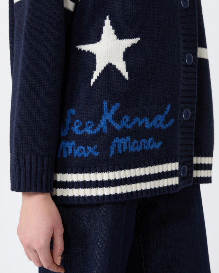Jacquard wool cardigan - Ultramarine