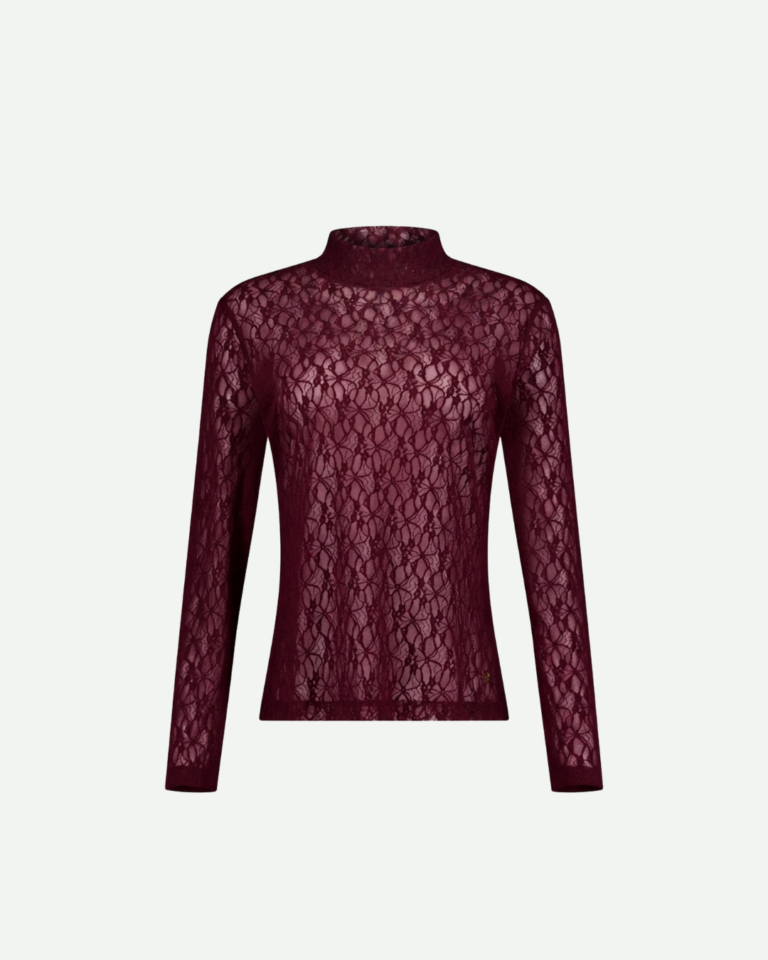 Reagan lace col top - aubergine