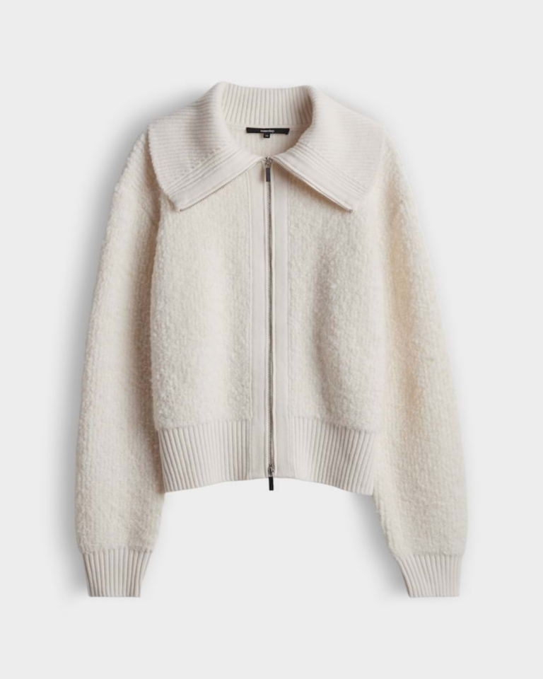 Regular-fit cardigan with zip teski beige (4)