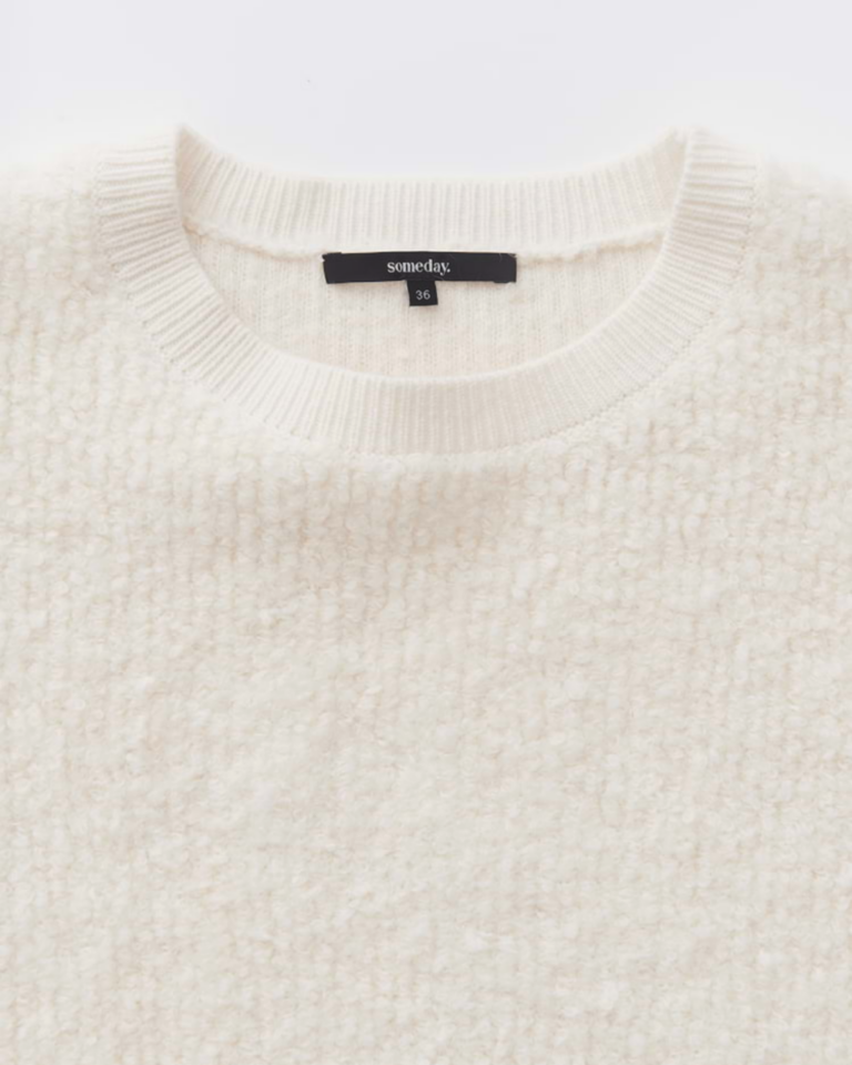Regular-fit knitted jumper made from bouclé yarn