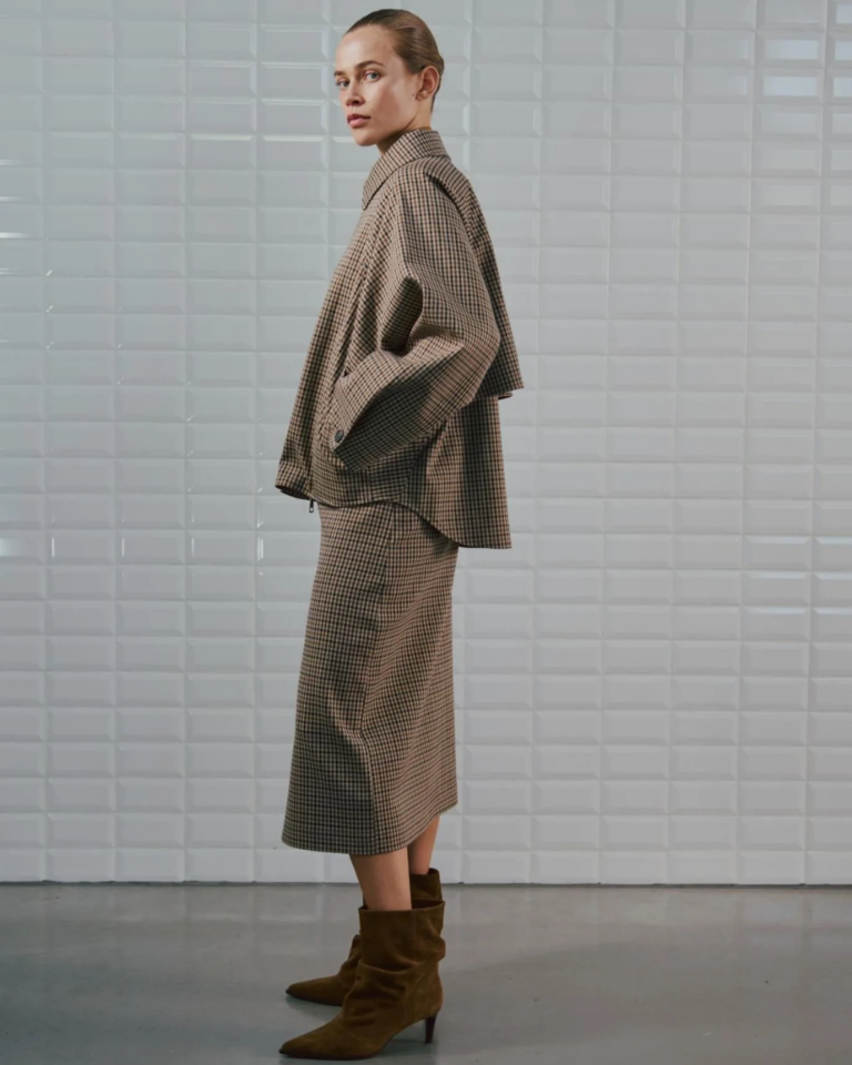 WITHBLACK JACKET JACKIE CAMEL CHECK