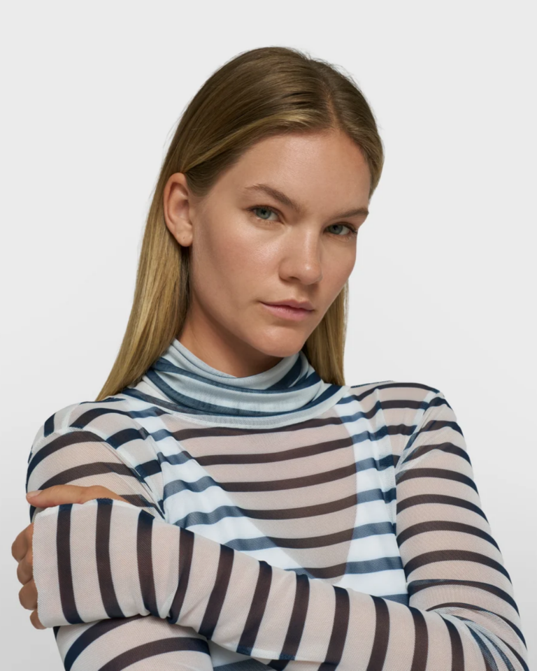 gestreepte mesh top met lange mouwen (2)