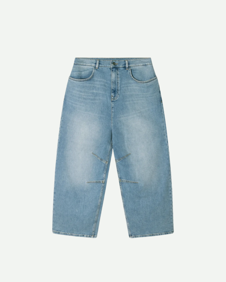tapered denim broek met wijde pijpen (3)