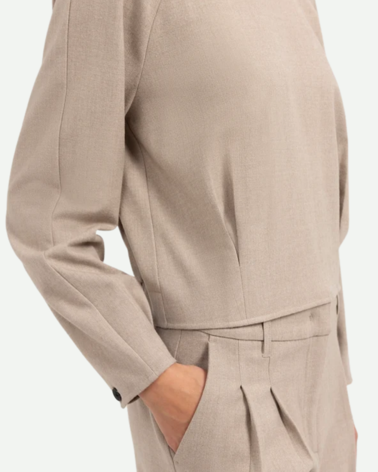 KorTop met subtiel bloezende zoom en lange mouwen yaya beige melange