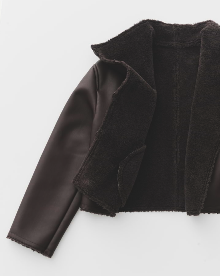 Kunstleren jas in shearling-look, losse pasvorm someday