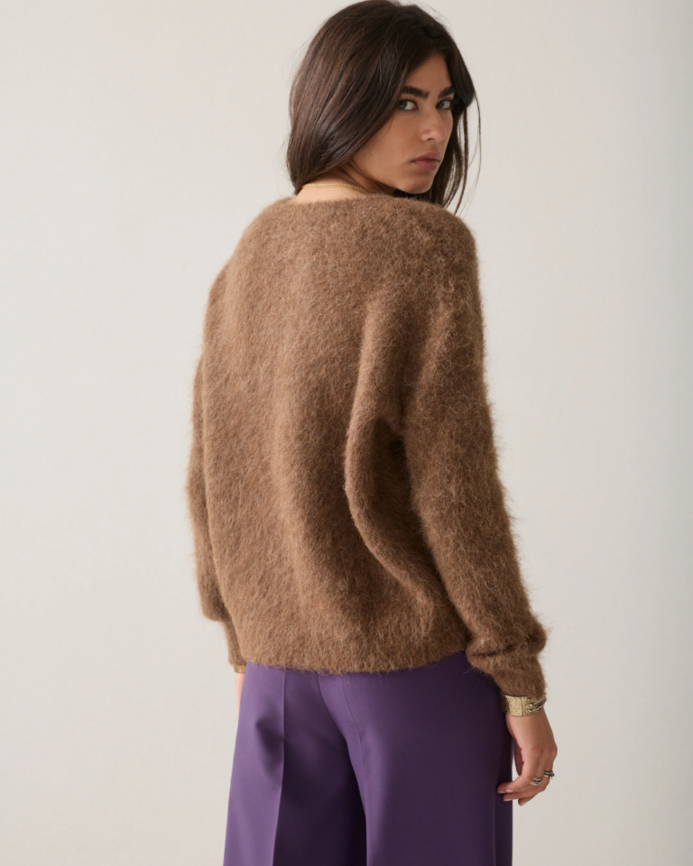 Oversized sweater brushed alpaca bruin summum (4)