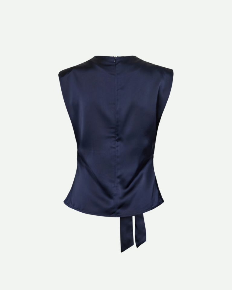SafiraCC Pleat Top - Navy (2)