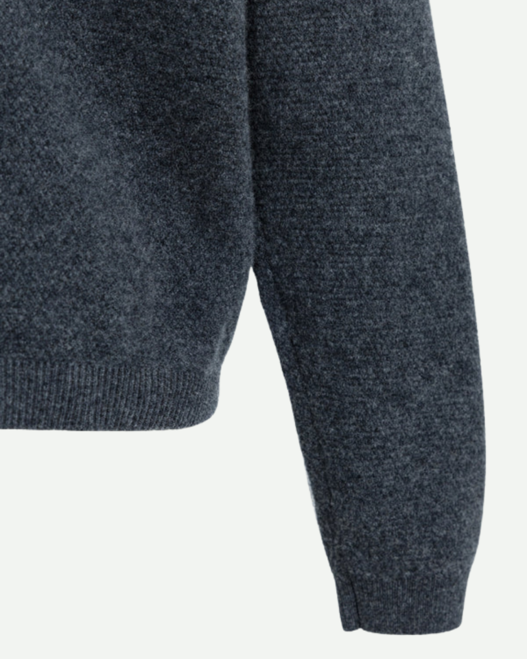 Sweater met structuur en diepe V-hals op de rug grey YAYA (2)