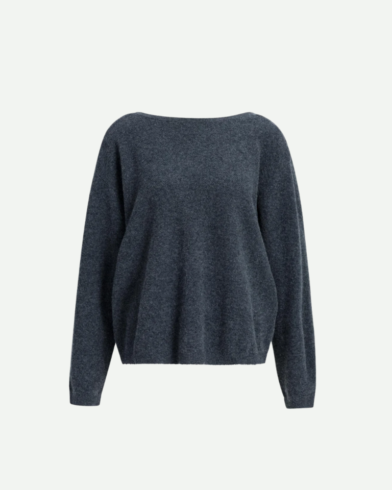 Sweater met structuur en diepe V-hals op de rug grey YAYA