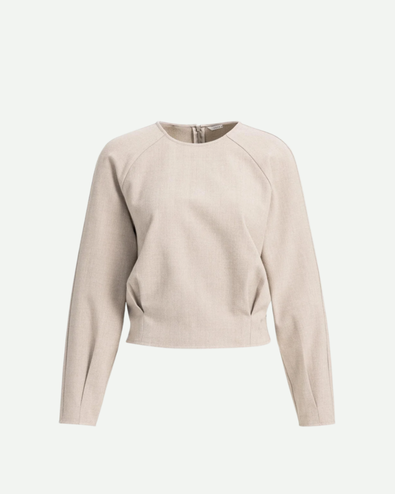 Top met subtiel bloezende zoom en lange mouwen yaya beige melange