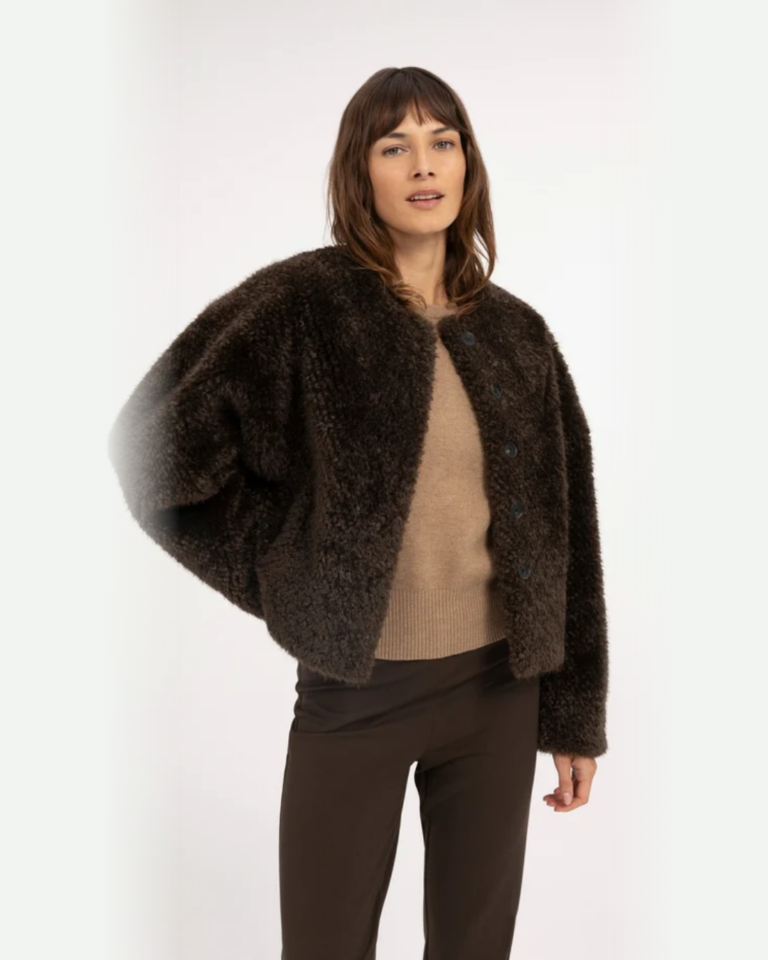 yaya Oversized korte jas deliciose brown (2)