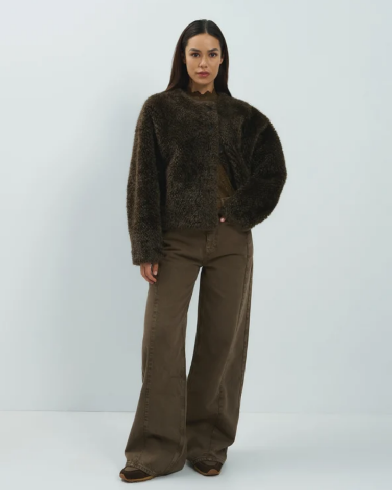 yaya Oversized korte jas deliciose brown (4)