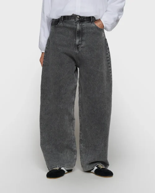 Jeans Wide Black 10Days zwart denim