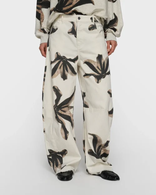 Broek Western Flower 10Days print ecru