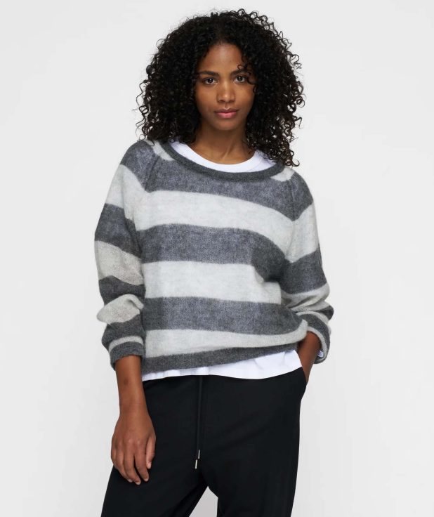 Sweater Stripes Antra 10Days grijs ecru