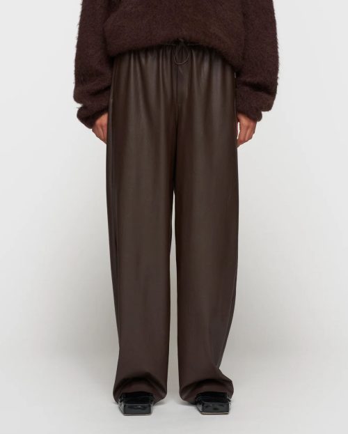 Broek Faux Leather Deep Wine 10Days bruin