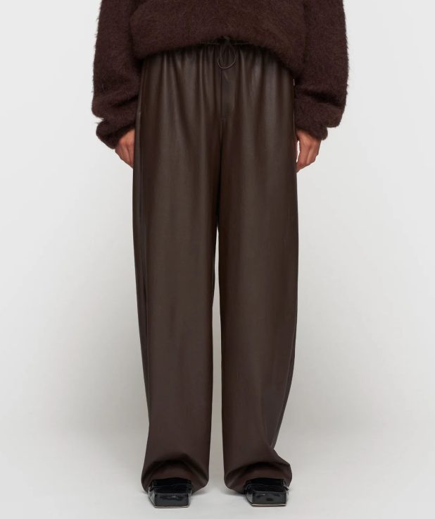 Broek Faux Leather Deep Wine 10Days bruin