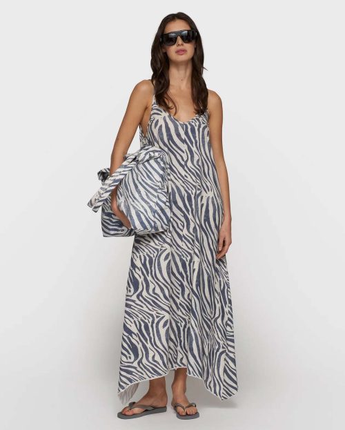 Jurk Strappy Zebra 10Days blauw wit