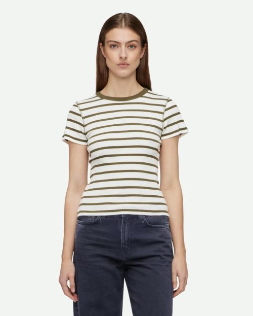 T-shirt Stripe Koale Drykorn groen wit