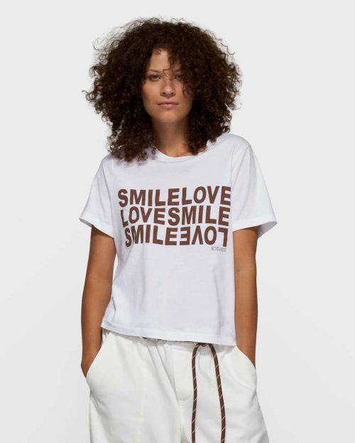 T-shirt Smile Love 10Days wit bruin