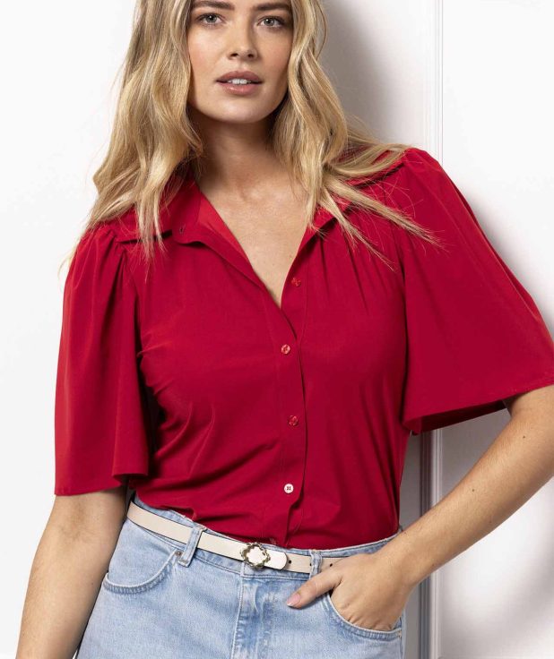 Blouse Poppy Butterfly Red Studio Anneloes rood