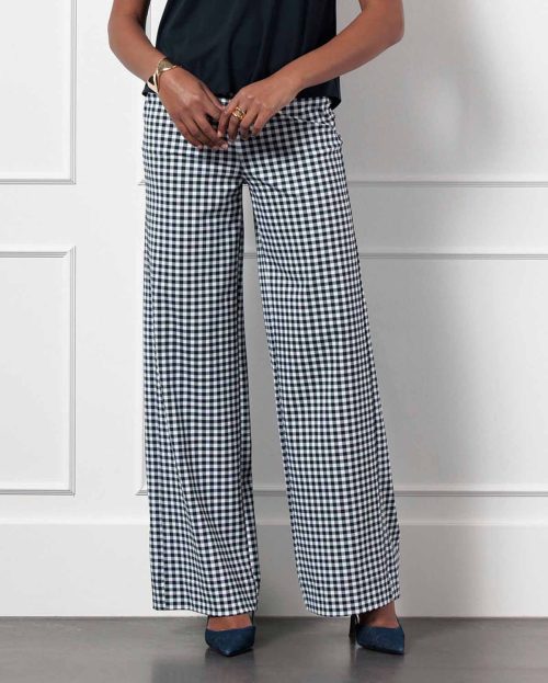 Broek Lexie Small Check Studio Anneloes dark blue off white