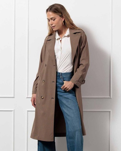 Trenchcoat Laurien Check Studio Anneloes bruin