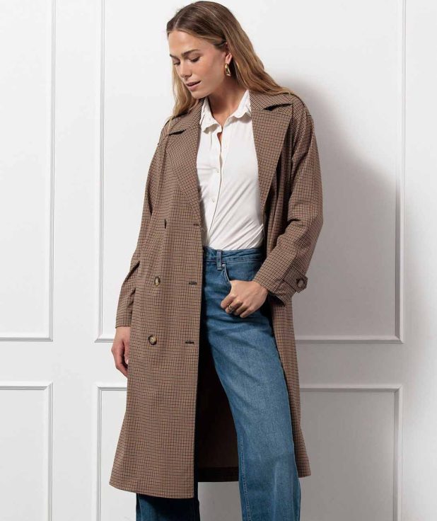 Trenchcoat Laurien Check Studio Anneloes bruin