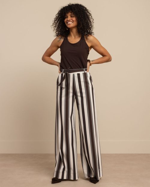 Broek Sam Stripe Studio Anneloes bruin ecru