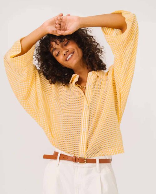 Blouse Laelia Geel Sacrecoeur geruit giallo