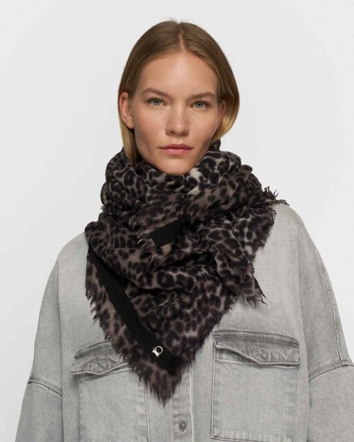 Scarf leopard wool grijs print 10days
