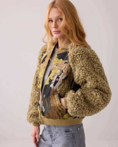 Jacket Bomber Jacquard Teddy Summum groen