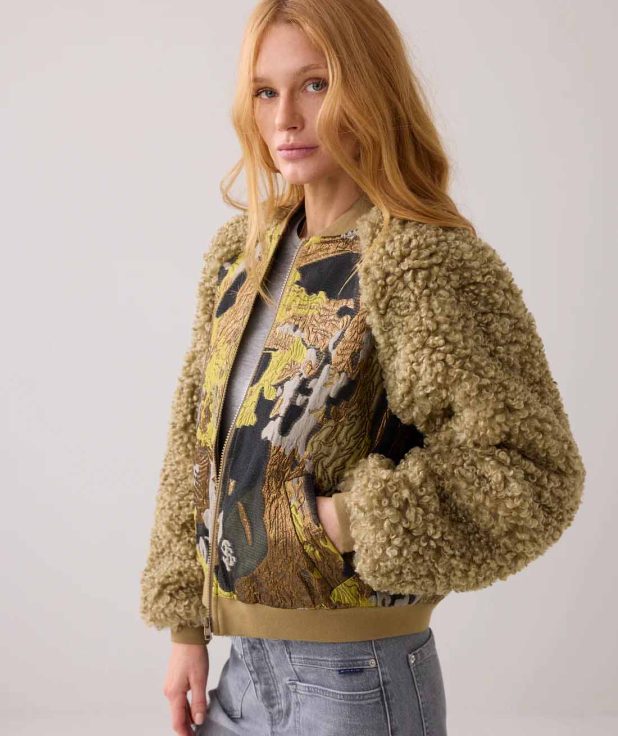 Jacket Bomber Jacquard Teddy Summum groen