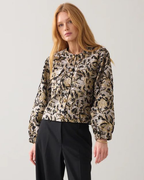 Jacket Bomber Jacquard Summum zwart shiny
