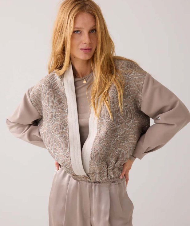 Jacket Foam Jacquard Summum cardigan beige