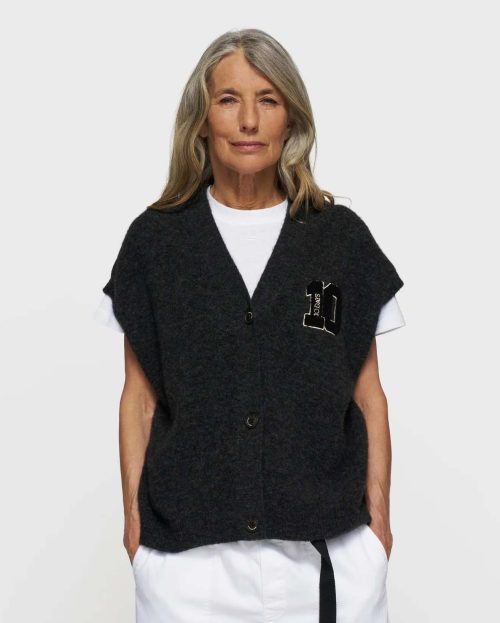 Gilet Soft V-neck Knit 10Days donkergrijs