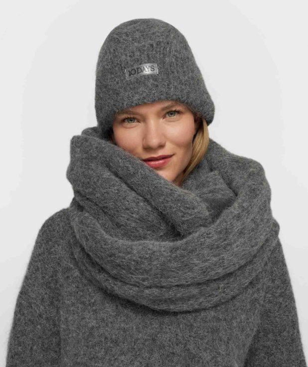 Shawl Hairy Knit Antra 10Days grijs