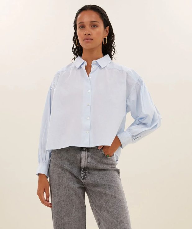 Blouse Sarah Chambray By Bar blauw