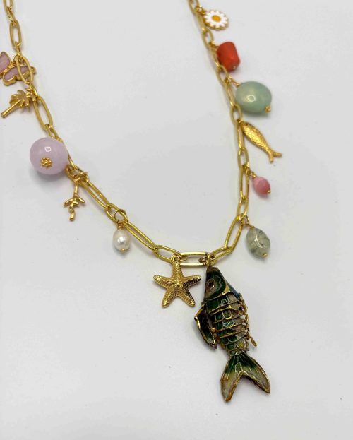 Ketting Bedels Goud Jazu Jewellery multicolor