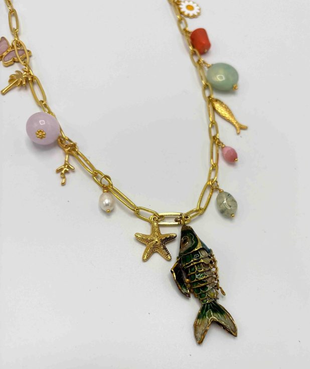 Ketting Bedels Goud Jazu Jewellery multicolor