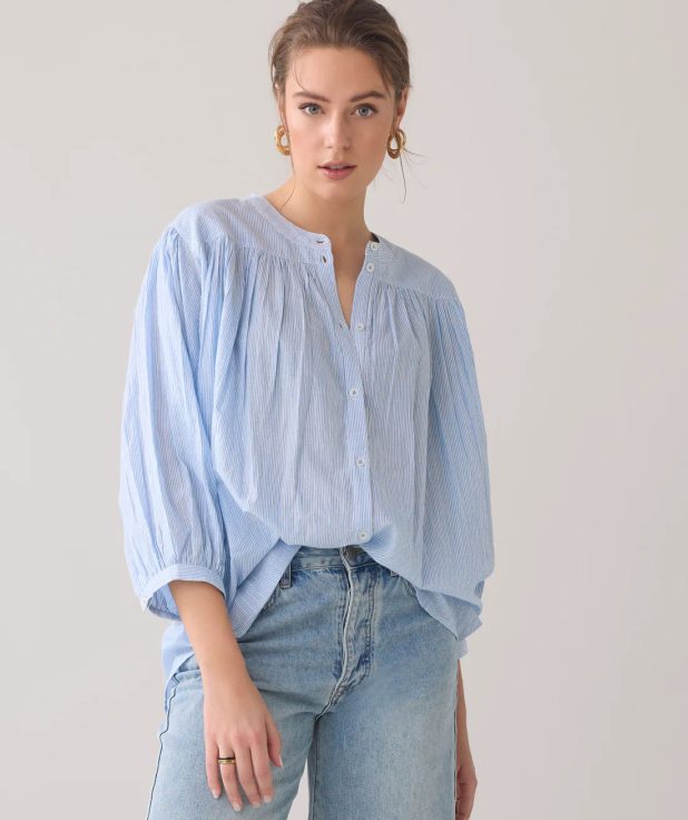 Blouse Micro Stripe Blue Summum blauw