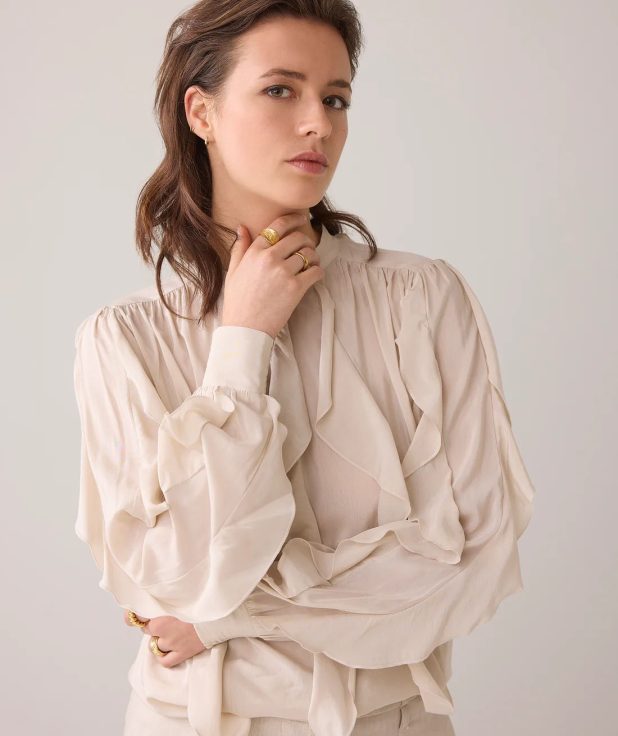 Blouse Ruffles Beige Summum pebble