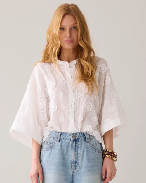 Blouse 3D Flower Summum wit