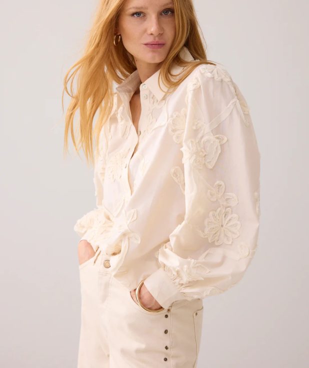 Blouse Flower Tape Ivory Summum ecru